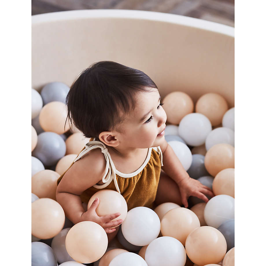 Baby and Toddler Natural Pop-Up Ball Pit with White, Pink and Grey Balls