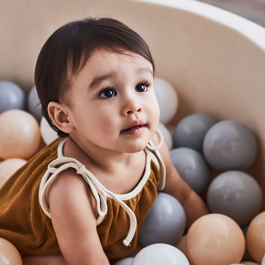 Baby and Toddler Natural Pop-Up Ball Pit with White, Pink and Grey Balls