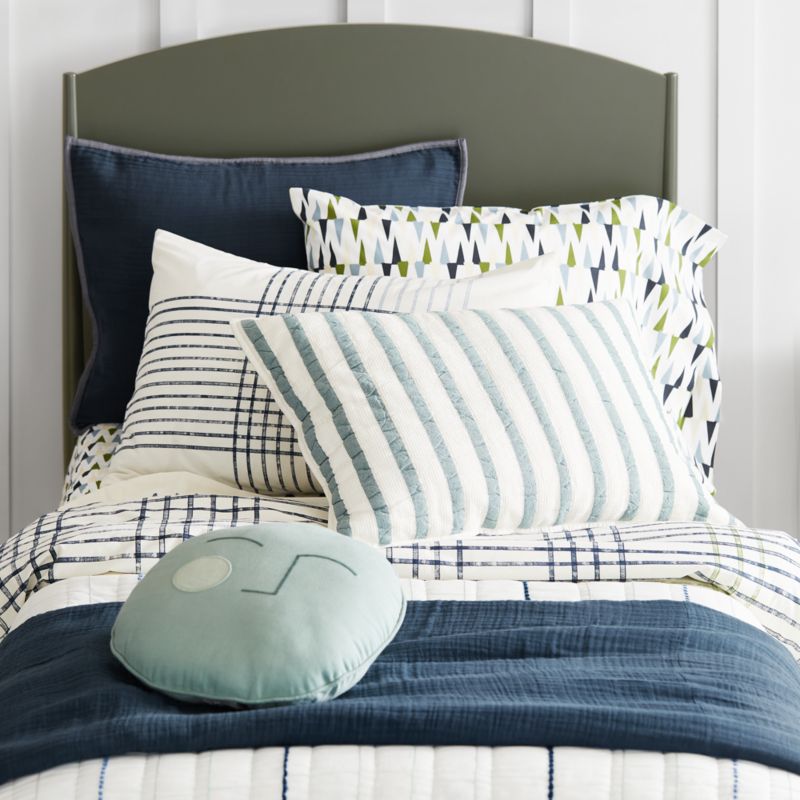 Teal Striped Waffle Weave Organic Cotton Kids Pillow Sham - image 4 of 13