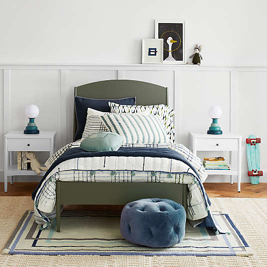 Teal Striped Waffle Weave Organic Cotton Kids Pillow Sham