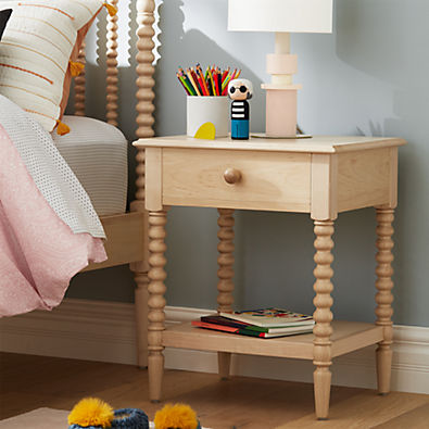 View Jenny Lind 21" Maple Wood Spindle Kids Nightstand with Drawer details