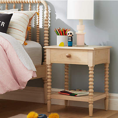 Jenny Lind Maple Wood Spindle Kids Nightstand with Drawer