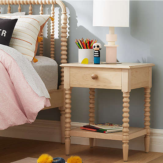 Jenny Lind Maple Wood Spindle Kids Nightstand with Drawer