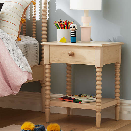 Jenny Lind Maple Wood Spindle Kids Nightstand with Drawer
