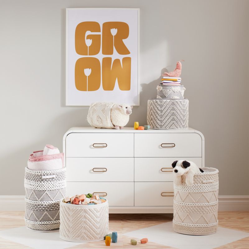 Dottie Grey Woven Macramé Kids Storage Bin - image 2 of 7