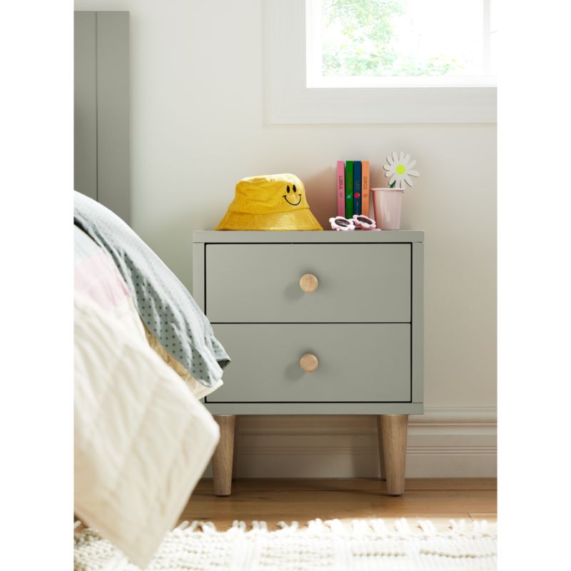 Set of 2 Finn Sage Green Wood 2-Drawer Kids Nightstand - image 4 of 9