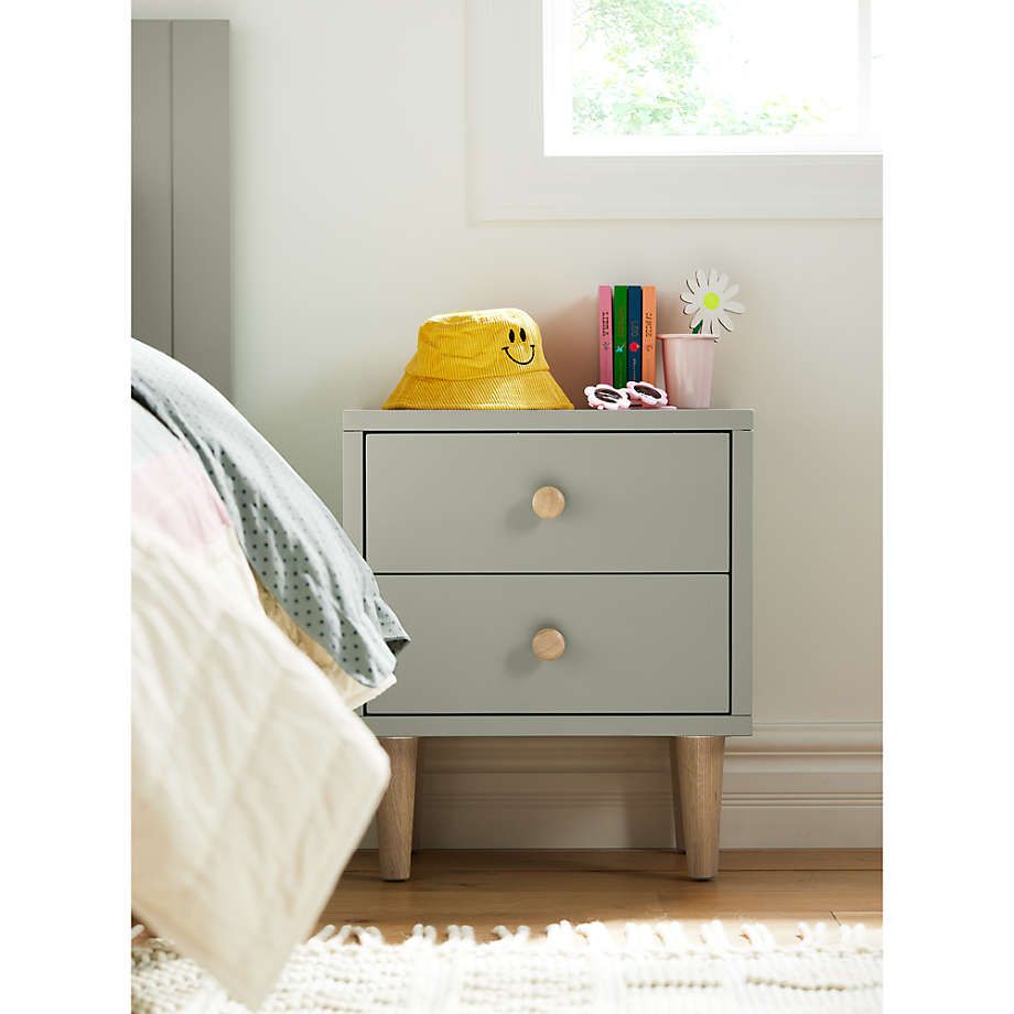 Finn Sage Green Wood 2 Drawer Kids Nightstand Reviews Crate
