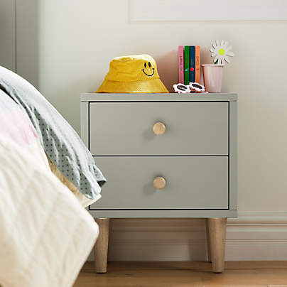 Finn Sage Green Wood 2-Drawer Kids Nightstand