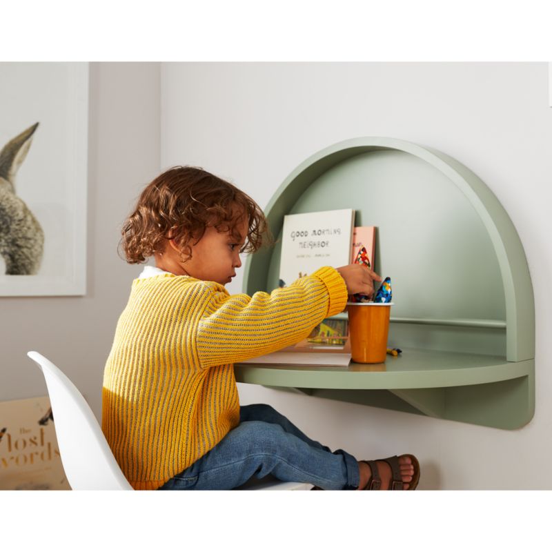 Mallory Sage Green Wood Wall-Mounted Kids Table - image 3 of 16