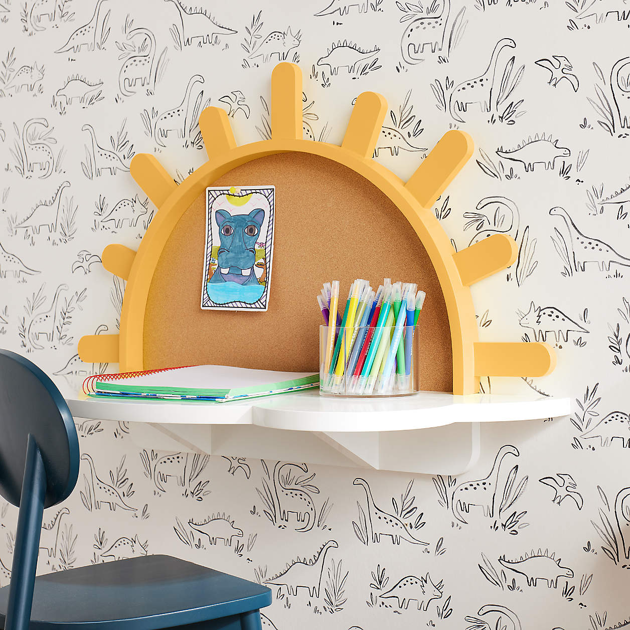 Chasing Paper Black and White Dinosaurs Kids Peel & Stick Removable