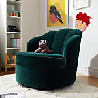 View Avery Emerald Velvet Nursery Swivel Chair - image 6 of 10