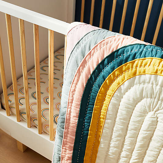 Asha 100% Organic Cotton Rainbow Baby Crib Quilt