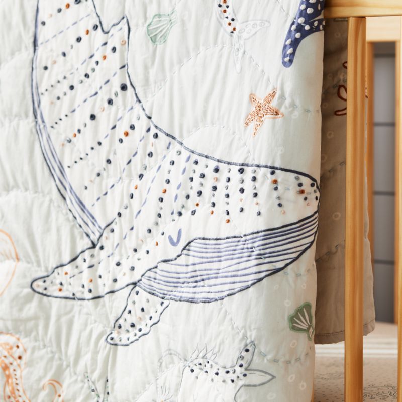 Aquatic Life Organic Cotton Baby Crib Quilt - image 4 of 12