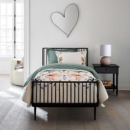 Jenny Lind Black Wood Spindle Kids Nightstand with Drawer