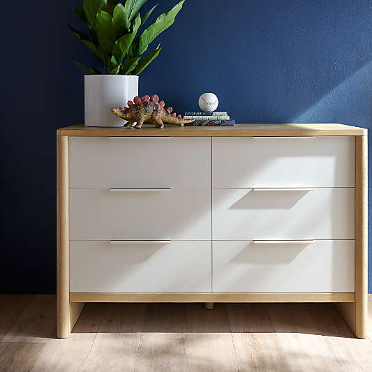 Redondo 51" Two-Tone Wood Wide 6-Drawer Kids Dresser