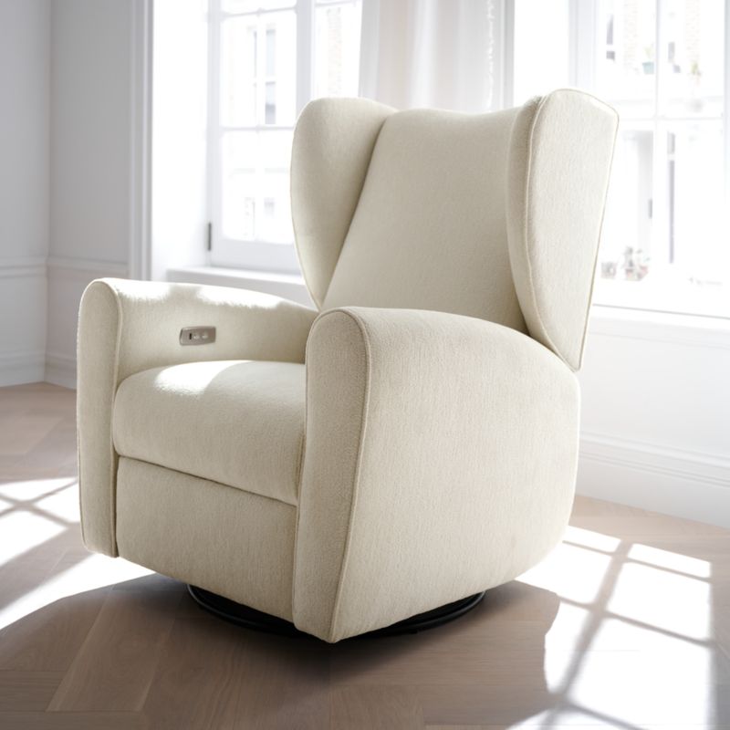 Seesaw Cream Nursery Power Recliner Chair w/ Electronic Control and USB with Metal Base - image 10 of 20