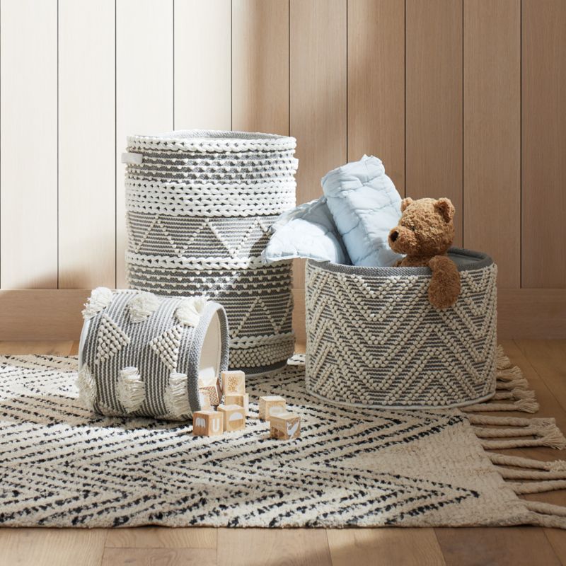 Dottie Grey Woven Macramé Kids Storage Bin - image 3 of 7