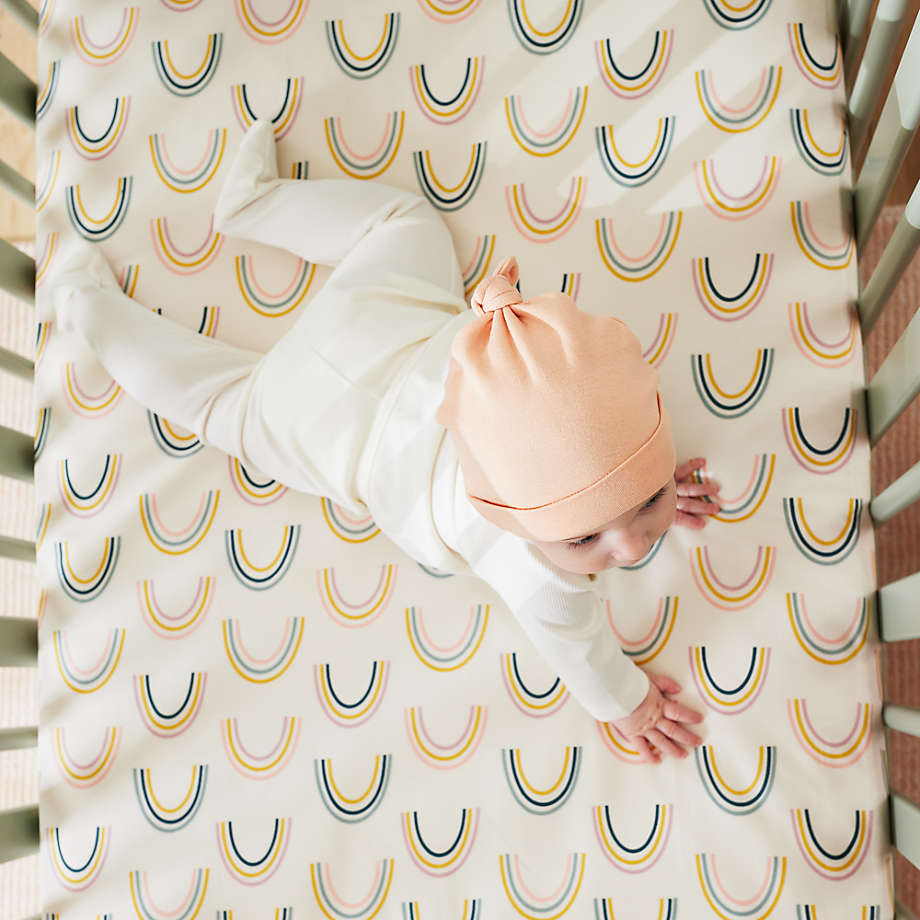 Rainbow polka dot crib outlet sheet
