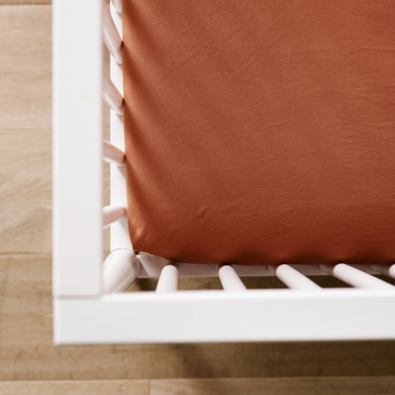 Cozy Cloud Canyon Orange Washed Organic Cotton Baby Crib Fitted Sheet - image 2 of 7