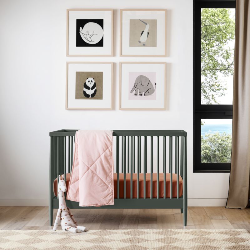 Hampshire Olive Green Wood Convertible Baby Crib