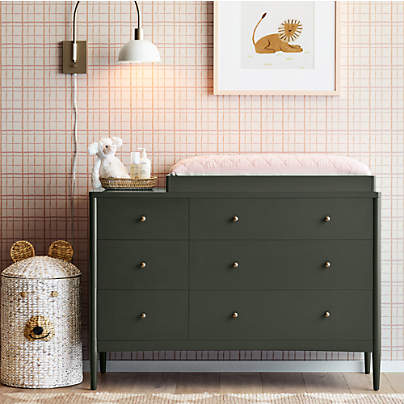 Hampshire 50" Olive Green 6-Drawer Kids Dresser