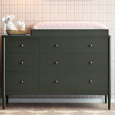 Hampshire 50" Olive Green 6-Drawer Kids Dresser