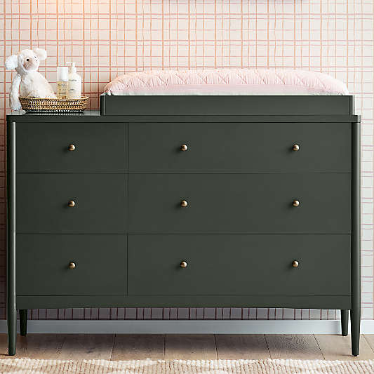 Hampshire 50" Olive Green 6-Drawer Kids Dresser
