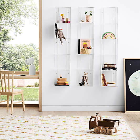 Now You See It Clear Acrylic 5-Bin Floating Shelf Bookcase