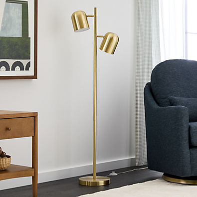 View Thorne Gold Metal Dual-Head Floor Lamp details