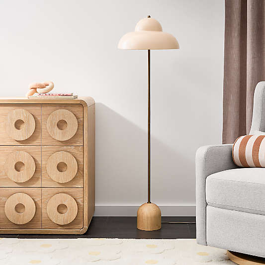 Eloise Pink Wood and Metal Kids Floor Lamp