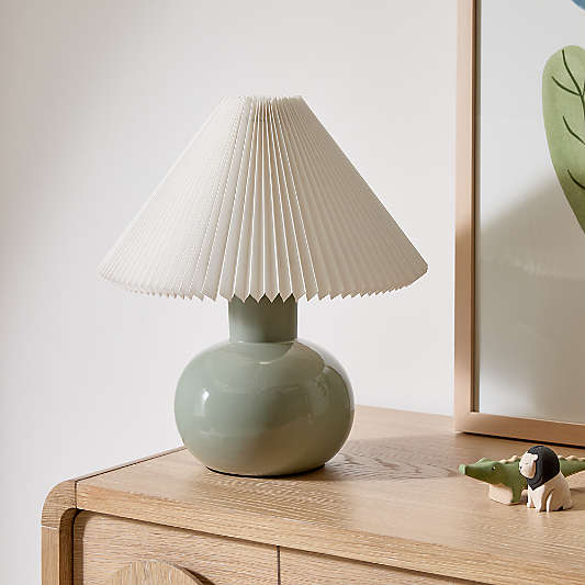 Flo Fluted Sage Green Ceramic Kids Table Lamp