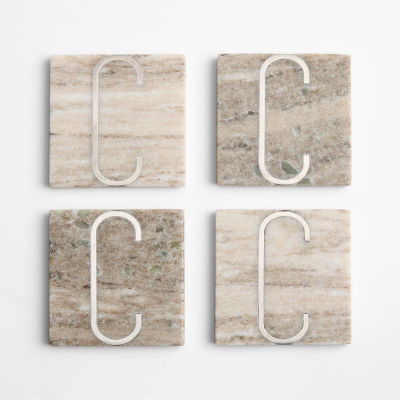 Tuscan Kitchen Marble "C" Monogram Coasters, Set of 4 - image 3 of 4