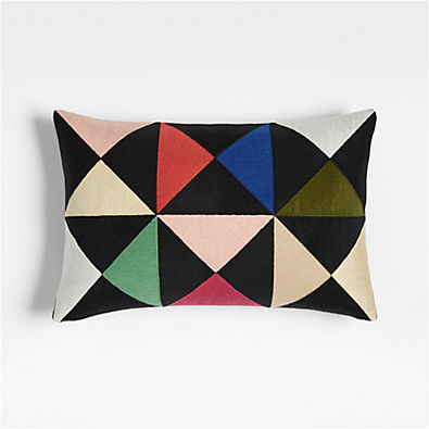 View Embroidered Totem 22"x15" Multicolor Throw Pillow with Feather Insert by Charles & Ray Eames details