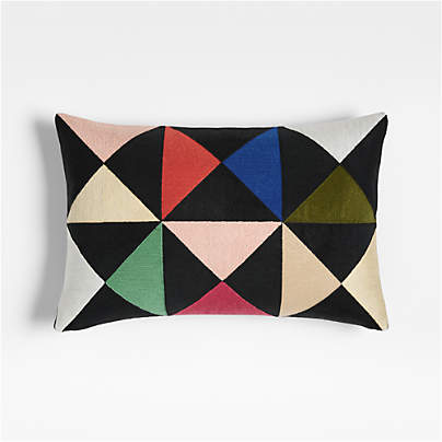 Embroidered Totem 22"x15" Multicolor Throw Pillow with Feather Insert by Charles & Ray Eames