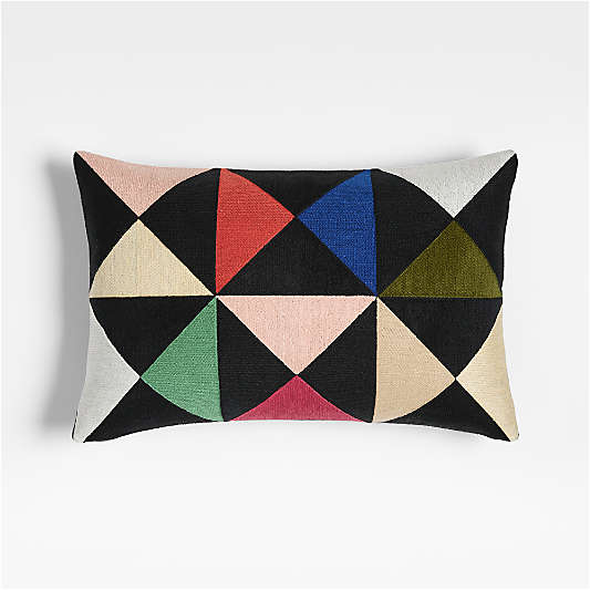 Embroidered Totem 22"x15" Multicolor Throw Pillow with Down-Alternative Insert by Charles & Ray Eames