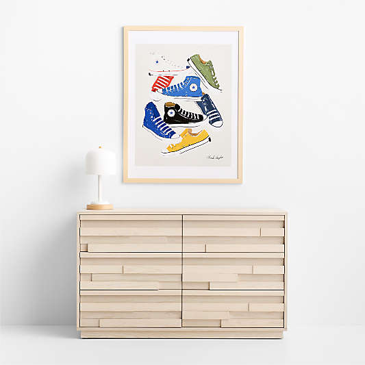 Converse Blue All Stars Jumble Maple Wood Framed Wall Art Print