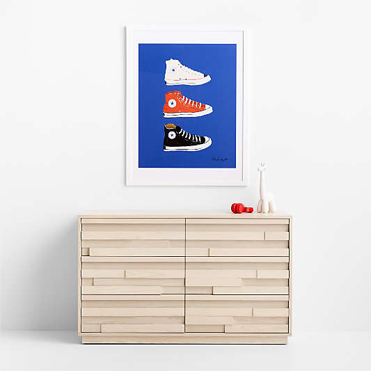 Converse Blue All Stars Trio White Wood Framed Wall Art Print