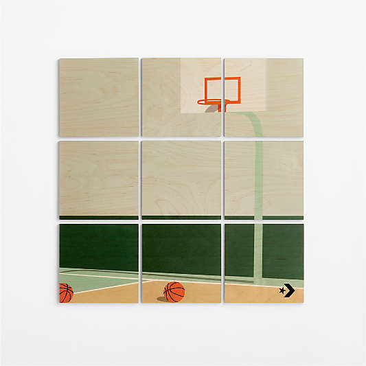 Converse Court Vibes Wall Art on Maple Wood