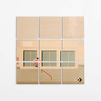 Converse Skateboard Vibes Wall Art on Maple Wood