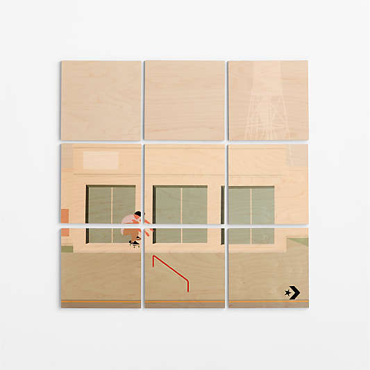 Converse Skateboard Vibes Wall Art on Maple Wood