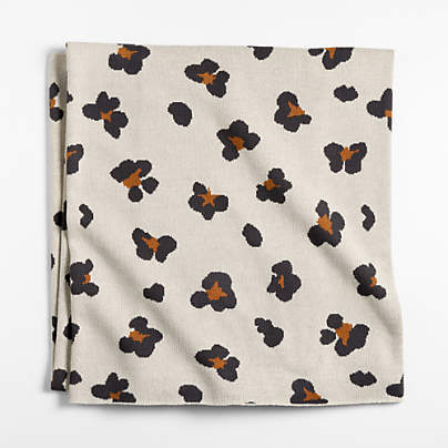 Converse Intarsia Knit Leopard Floral Organic Cotton Kids Throw Blanket