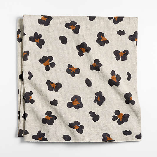 Converse Intarsia Knit Leopard Floral Organic Cotton Kids Throw Blanket
