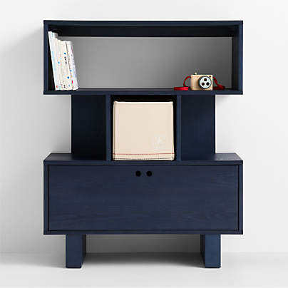 Converse Vent Dyed Navy Blue Wood Kids Bookcase with Drawer