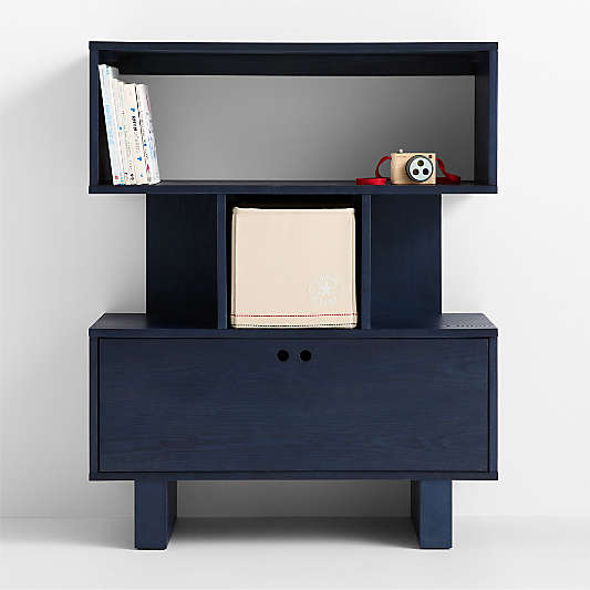 Converse Vent Dyed Navy Blue Wood Kids Bookcase with Drawer