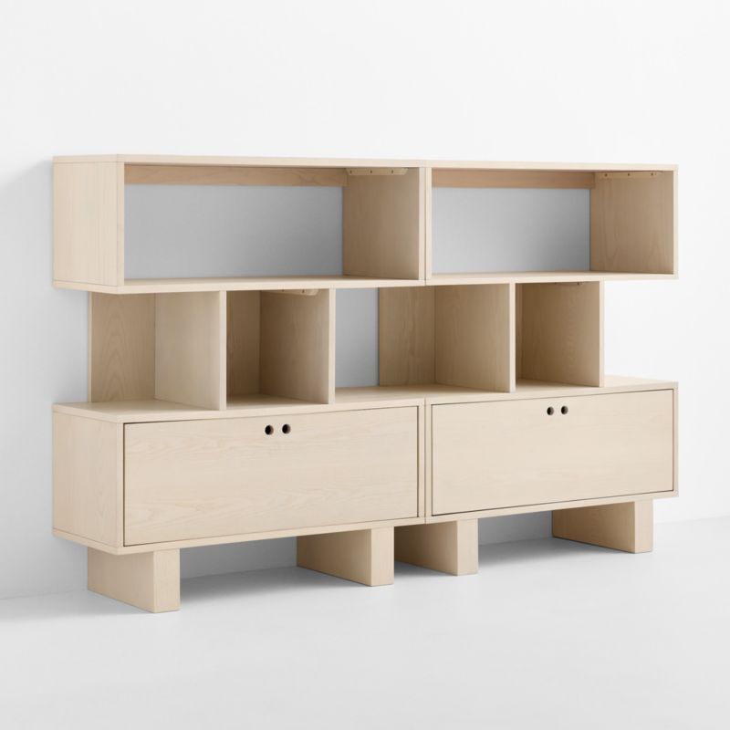 Converse Set of 2 Vent Whitewashed Ash Wood Kids Bookcase with Drawer - image 4 of 10