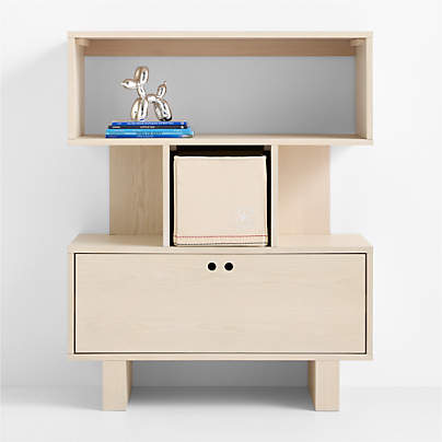 Converse Vent Whitewashed Ash Wood Kids Bookcase with Drawer