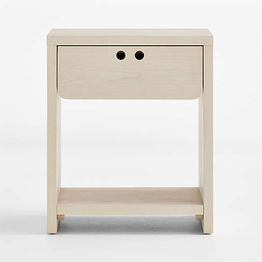 Converse Vent Whitewashed Ash Wood Kids Nightstand with Drawer