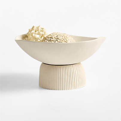 Curvy Ribbed Cream Decorative Bowl by Cym Warkov
