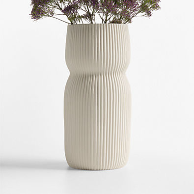 View Curvy Ribbed Ceramic Vase 12" by Cym Warkov details