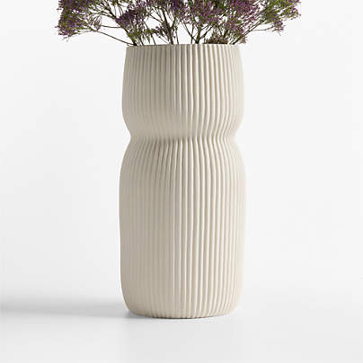 Curvy Ribbed Ceramic Vase 12" by Cym Warkov